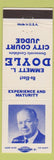 Matchbook Cover - Emmett L Doyle City Court Judge Rochester NY