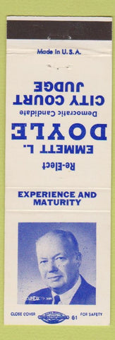 Matchbook Cover - Emmett L Doyle City Court Judge Rochester NY