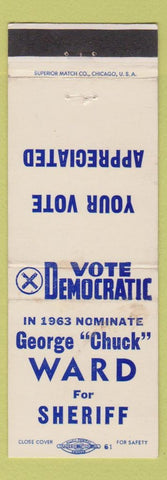 Matchbook Cover - George Chuck Ward Sheriff 1963 WEAR