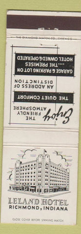 Matchbook Cover - Leland Hotel Richmond IN
