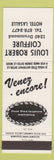 Matchbook Cover - Louis Robert Coiffure Hotel Lasalle QC