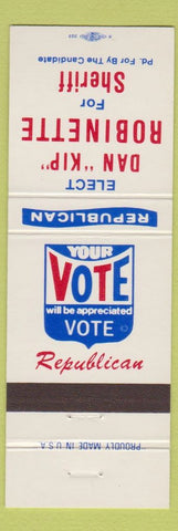 Matchbook Cover - Dan Kip Robinette Sheriff election Jay County IN