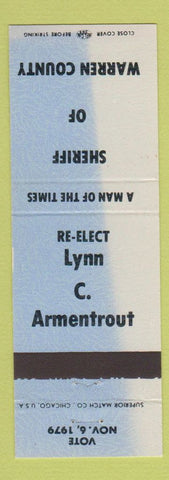 Matchbook Cover - Lynn C Armentrout Sheriff Warren County VA WEAR