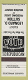 Matchbook Cover - Willard Jess Purcell Sheriff Election Calhoun County TX