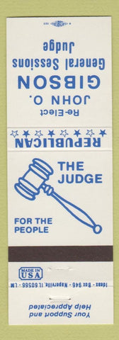 Matchbook Cover - John O Gibson Judge Election