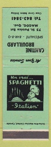 Matchbook Cover - Cantine Brouillard BBQ Spaghetti Magog QC WEAR