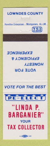 Matchbook Cover - Linda P Barganier Tax Collector Lowndes County GA