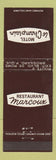 Matchbook Cover - Restaurant Marcoux Brossard QC