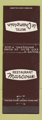 Matchbook Cover - Restaurant Marcoux Brossard QC