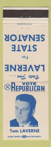 Matchbook Cover - Tom Laverne State Senate Election New York NY