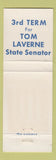 Matchbook Cover - Tom Laverne State Senate Election New York NY