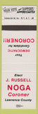 Matchbook Cover - J Russell Noga Coroner Lawrence County