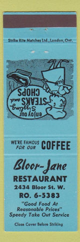 Matchbook Cover - Bloor Jane Restaurant Toronto ON