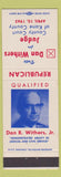 Matchbook Cover - Dan Withers Judge Kane County 1962 IL Illinois