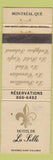 Matchbook Cover - Hotel De La Salle Montreal QC WORN
