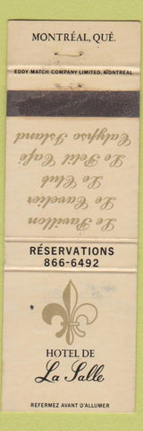 Matchbook Cover - Hotel De La Salle Montreal QC WORN