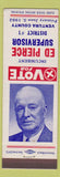 Matchbook Cover - Ed Pierce Supervisor Ventura County CA 1952
