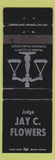 Matchbook Cover - Judge Jay C Flowers Election Franklin County OH