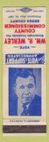 Matchbook Cover - WM R Werley County Commissioner Berks County PA WORN