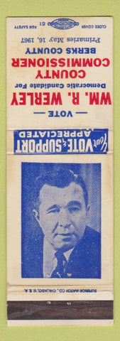 Matchbook Cover - WM R Werley County Commissioner Berks County PA WORN