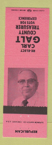 Matchbook Cover - Carl Galt County Treasurer Republican Laramie County WY