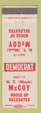Matchbook Cover - HT Mack McCoy House of Delegates Election