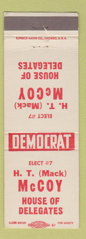Matchbook Cover - HT Mack McCoy House of Delegates Election