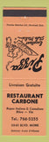 Matchbook Cover - Restaurant Carbone Pizza QC