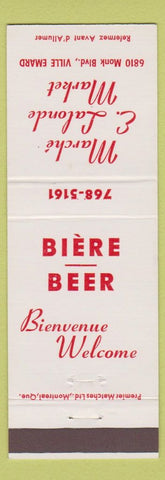 Matchbook Cover - Marche E Lalonde Market Ville Emard QC Montreal