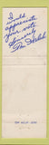 Matchbook Cover - Tom Welsh Democrat Drain Commissioner Macomb County IL WEAR