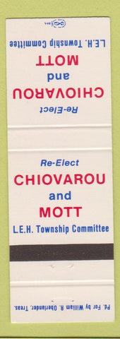 Matchbook Cover - Chiovarou and Mott Election Little Egg Harbor Township NJ