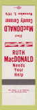Matchbook Cover - Ruth MacDonald County Coroner 1976 election