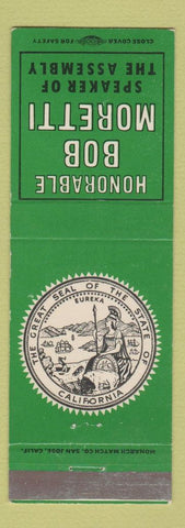 Matchbook Cover - Bob Moretti Speaker of Assembly California CA WEAR