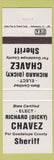 Matchbook Cover - Richard Dicky Chavez Guadalupe County Sheriff Election NM