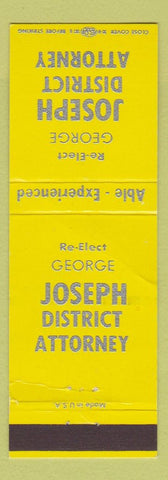 Matchbook Cover - George Joseph District Attorney Election WEAR