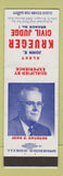 Matchbook Cover - John E Krueger Civil Judge Branch 7 Milwaukee WI