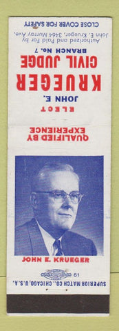 Matchbook Cover - John E Krueger Civil Judge Branch 7 Milwaukee WI
