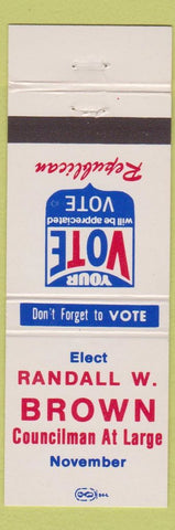 Matchbook Cover - Randall W Brown Councilman Election