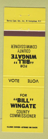 Matchbook Cover - Bill Wingate County Commissioner Election