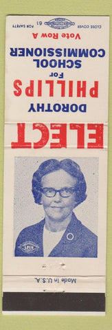 Matchbook Cover - Dorthy Phillips School Commissioner election