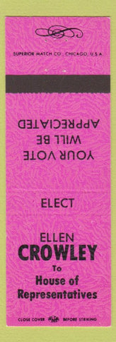 Matchbook Cover - Ellen Crowley House Representatives Laramie County Cheyenne WY
