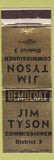 Matchbook Cover - Jim Tyson Commissioner District 3 election