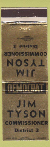 Matchbook Cover - Jim Tyson Commissioner District 3 election