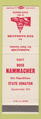 Matchbook Cover - Rose Nammacher State Senator Election Oconomowoc WI