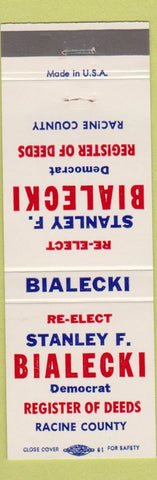Matchbook Cover - Stanley F Bialecki Racine County WI Register of Deeds