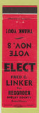 Matchbook Cover - Fred C Linker Recorder Shelby County