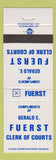 Matchbook Cover - Gerald E Fuerst Clerk of Courts Election Cuyahoga County OH