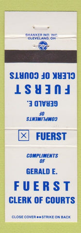 Matchbook Cover - Gerald E Fuerst Clerk of Courts Election Cuyahoga County OH