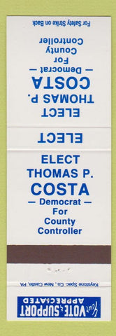 Matchbook Cover - Thomas P Costa Democrat County Controller
