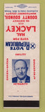 Matchbook Cover - Hal Lackey County Council Montgomery County MD